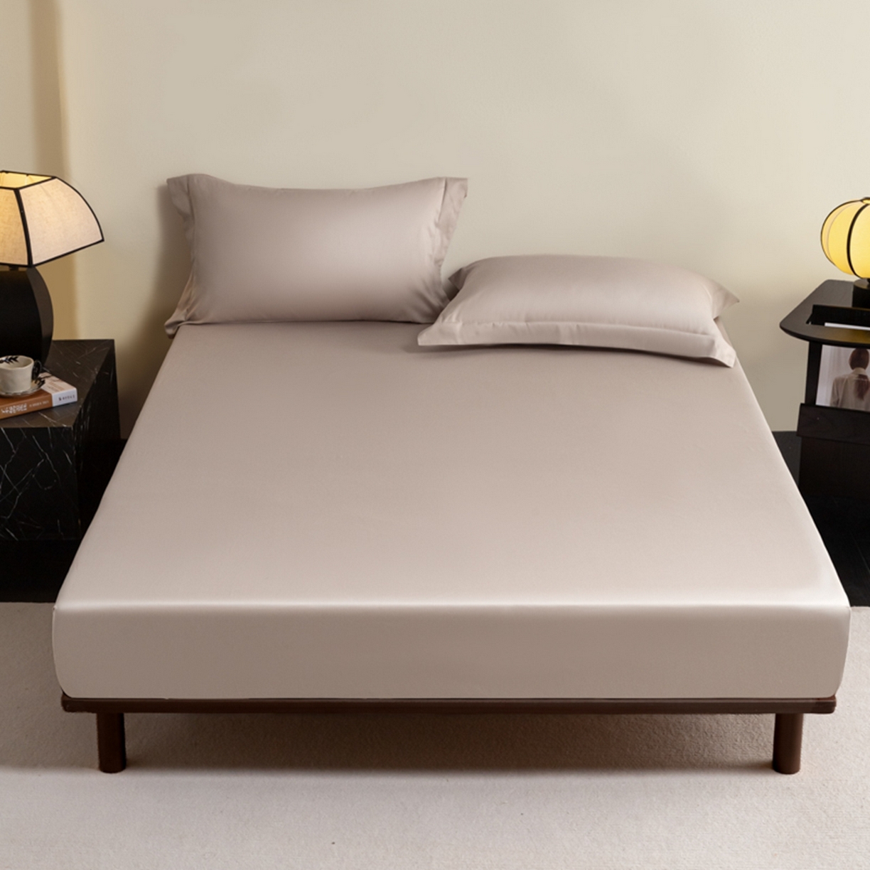 91家纺网 家纺一手货源 找家纺 秀色家纺 2026新款高端Pro+全棉纯棉床笠三件套纯棉床垫保护套简约纯色床套防尘罩单件 梦易-粉末白