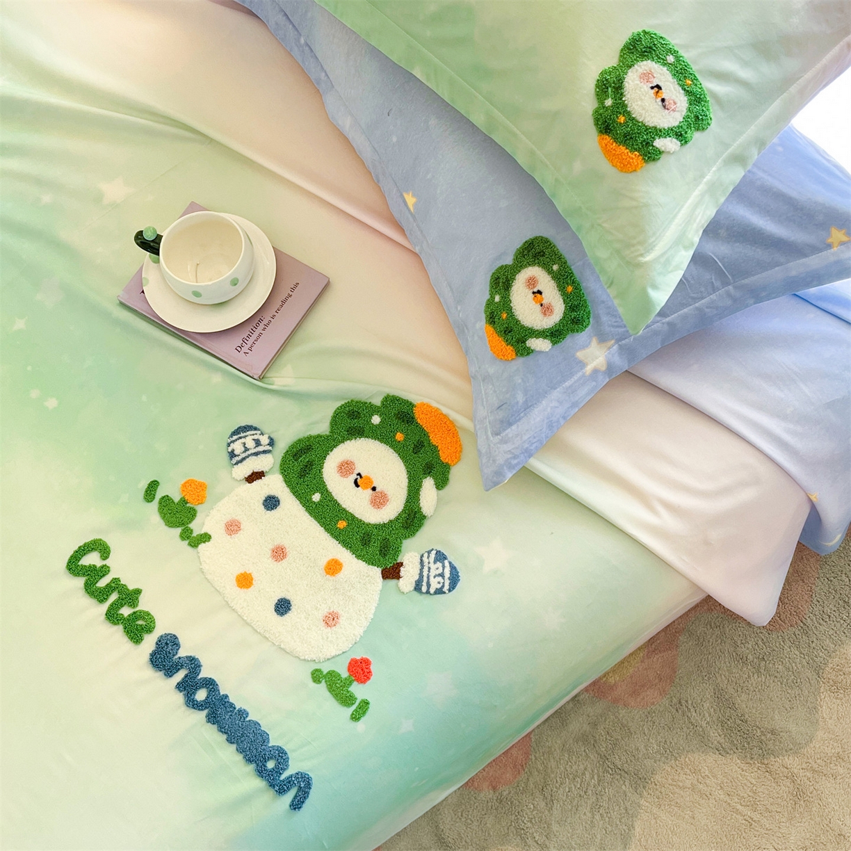 91家纺网 家纺一手货源 找家纺 笙意家纺 2026新款50S全棉纯棉毛巾绣单品床单床单单件 星野雪人