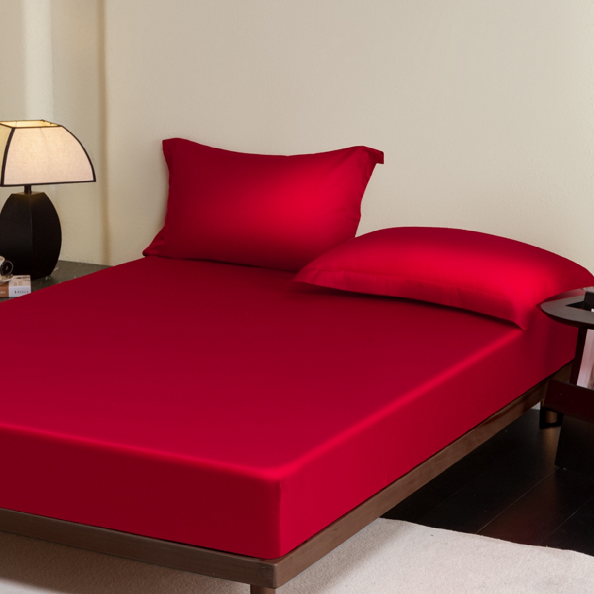 91家纺网 家纺一手货源 找家纺 秀色家纺 2026新款高端Pro+全棉纯棉床笠三件套纯棉床垫保护套简约纯色床套防尘罩单件 梦易-海棠红