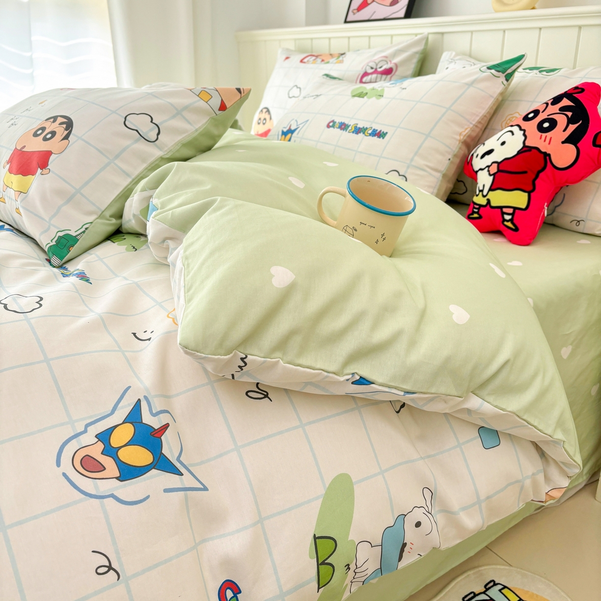 91家纺网 家纺一手货源 找家纺 孩子王家纺 2026新款卡通全棉纯棉正版授权小版蜡笔小新系列四件套-含防伪码 动感小新