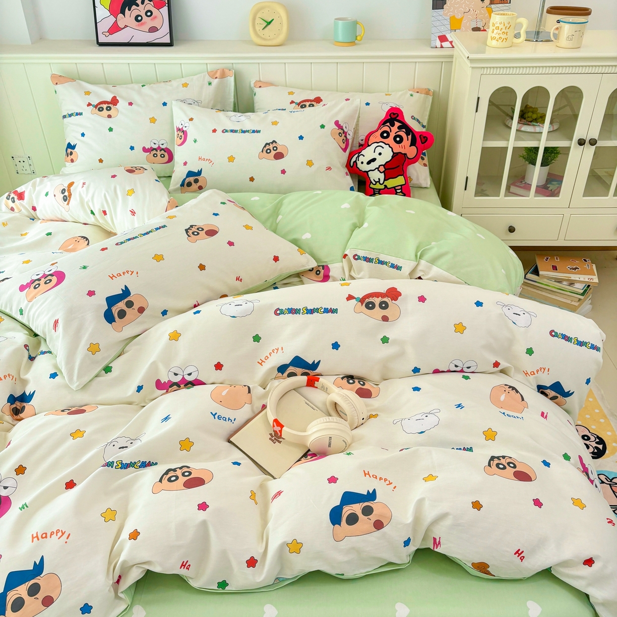 91家纺网 家纺一手货源 找家纺 孩子王家纺 2026新款卡通全棉纯棉正版授权小版蜡笔小新系列四件套-含防伪码 天真小新