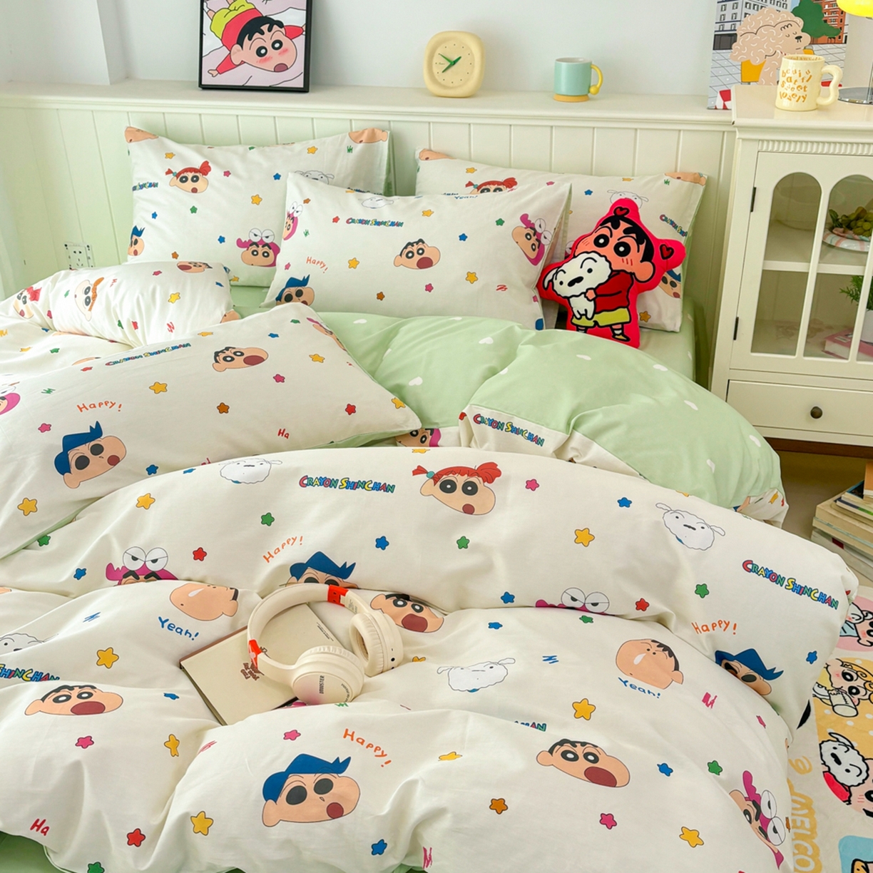 91家纺网 家纺一手货源 找家纺 孩子王家纺 2026新款卡通全棉纯棉正版授权小版蜡笔小新系列四件套-含防伪码 天真小新