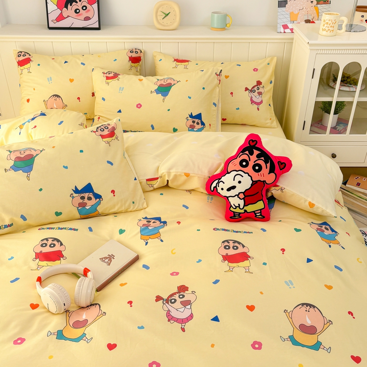 91家纺网 家纺一手货源 找家纺 孩子王家纺 2026新款卡通全棉纯棉正版授权小版蜡笔小新系列四件套-含防伪码 春日部家族