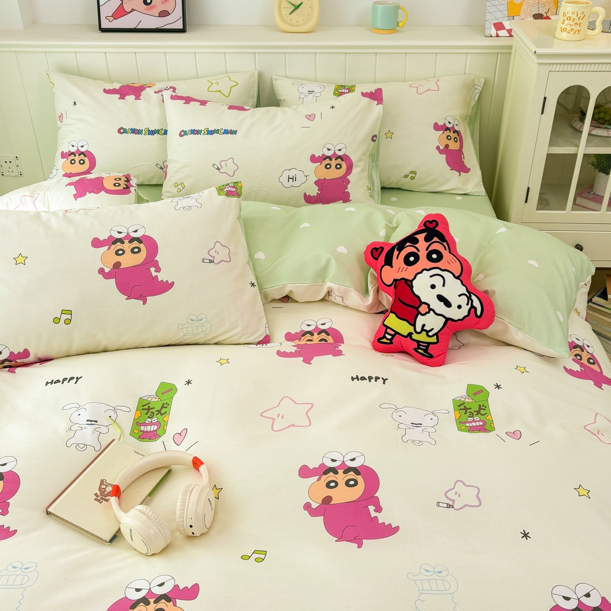 91家纺网 家纺一手货源 找家纺 孩子王家纺 2026新款卡通全棉纯棉正版授权小版蜡笔小新系列四件套-含防伪码 童趣小新