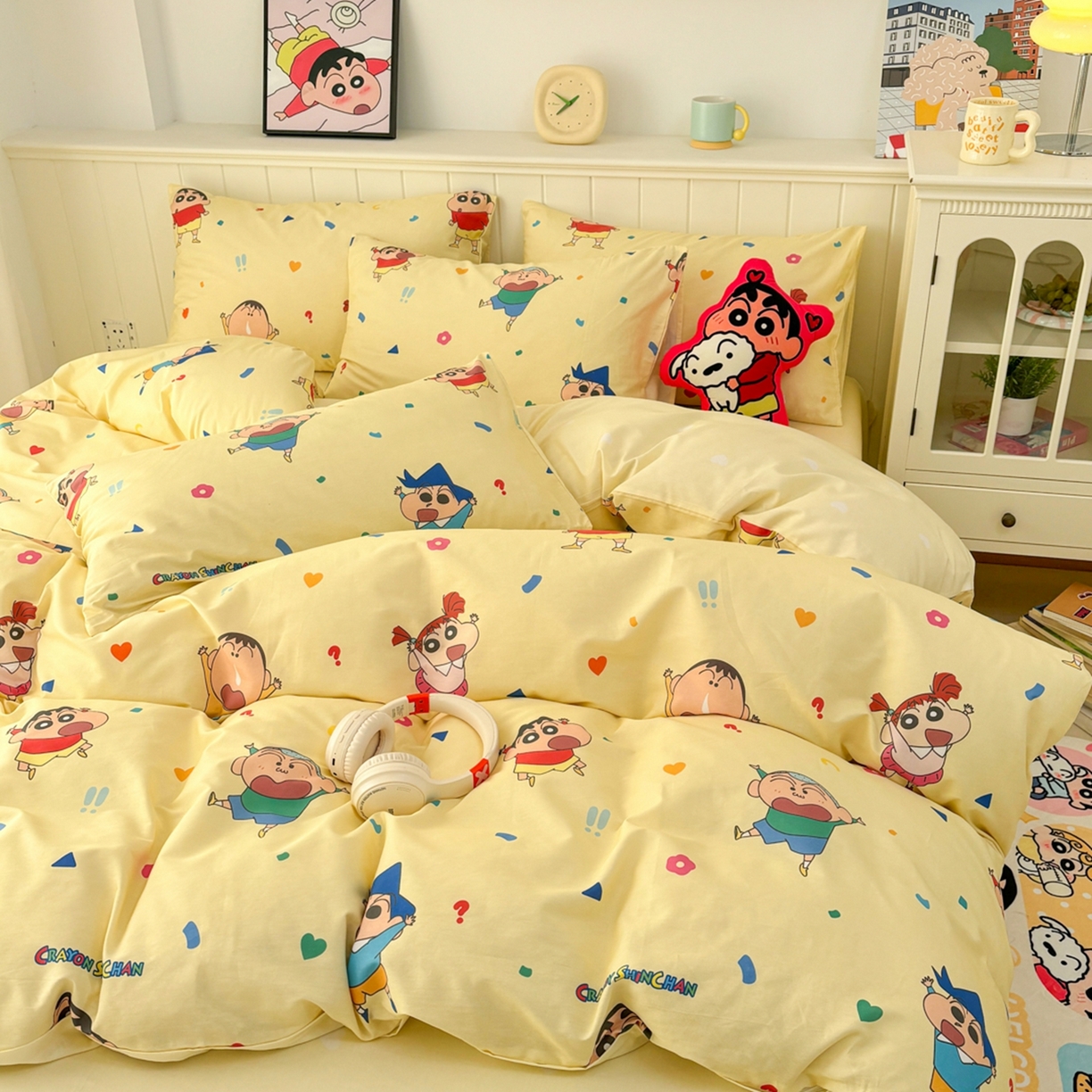 孩子王家纺 2026新款卡通全棉纯棉正版授权小版蜡笔小新系列四件套-含防伪码 春日部家族