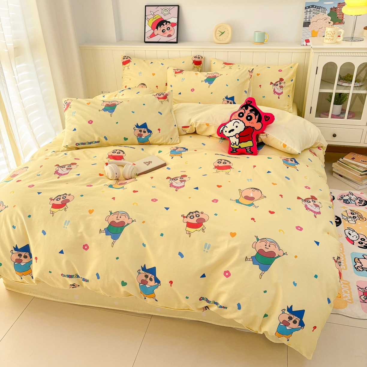 91家纺网 家纺一手货源 找家纺 孩子王家纺 2026新款卡通全棉纯棉正版授权小版蜡笔小新系列四件套-含防伪码 春日部家族