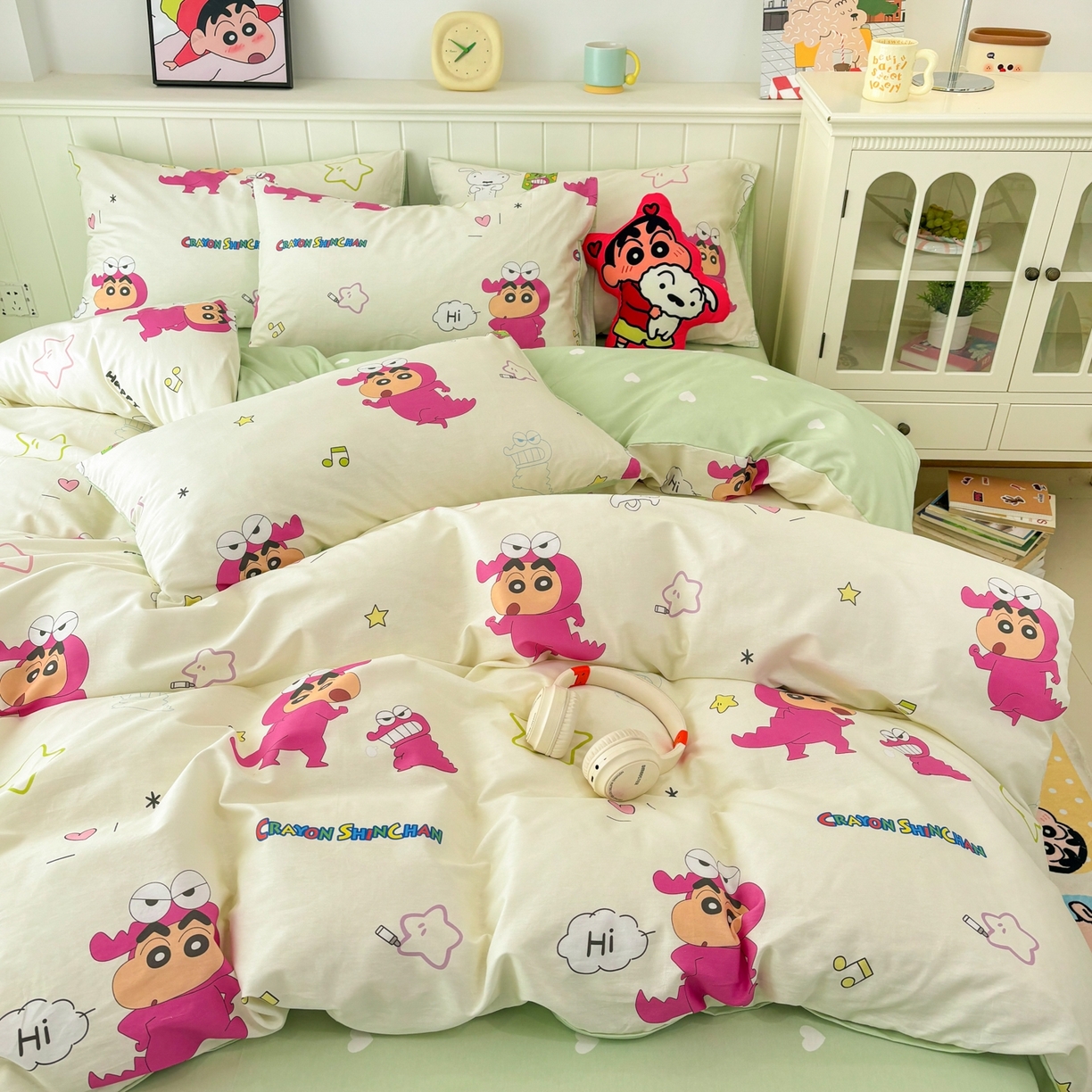孩子王家纺 2026新款卡通全棉纯棉正版授权小版蜡笔小新系列四件套-含防伪码 童趣小新