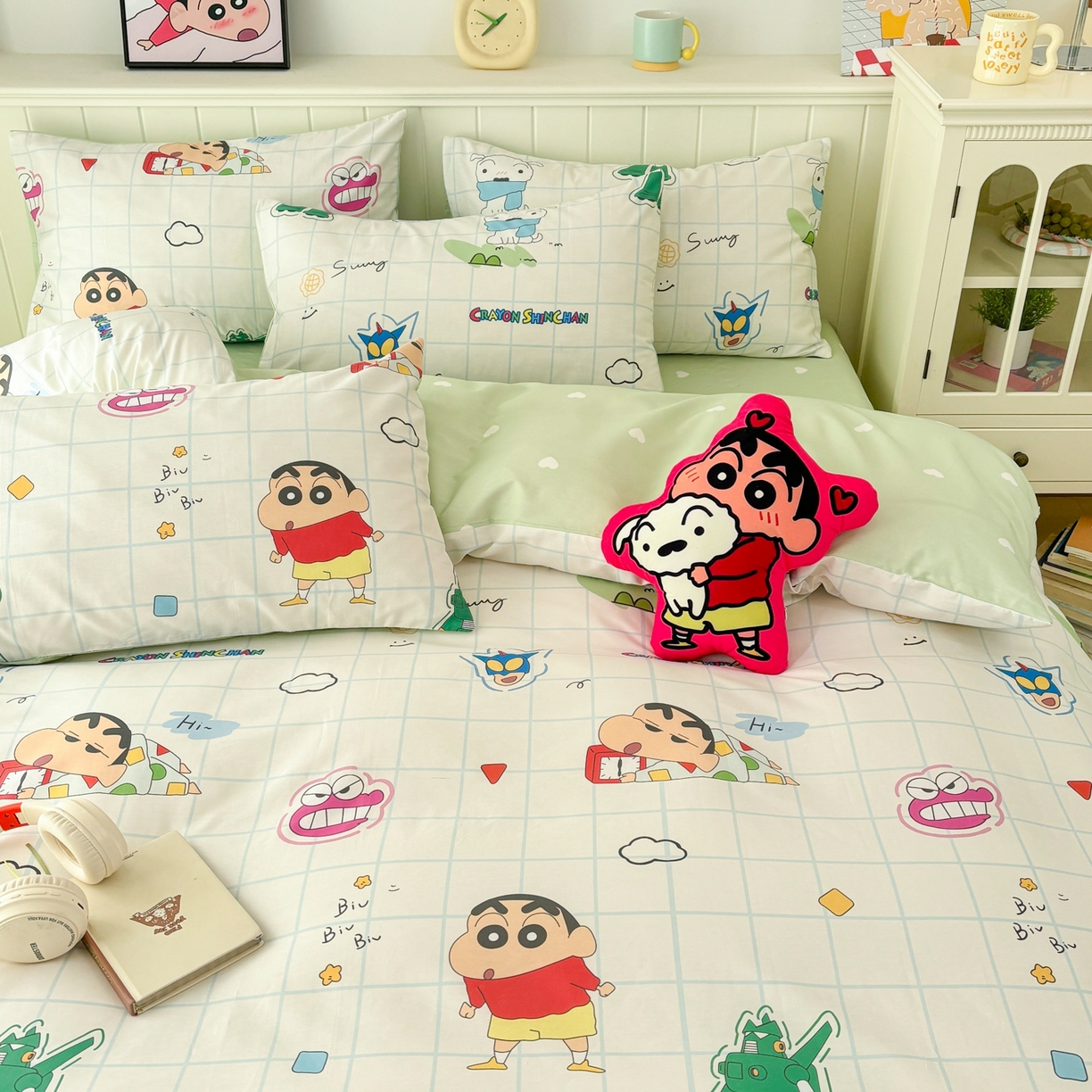 91家纺网 家纺一手货源 找家纺 孩子王家纺 2026新款卡通全棉纯棉正版授权小版蜡笔小新系列四件套-含防伪码 动感小新