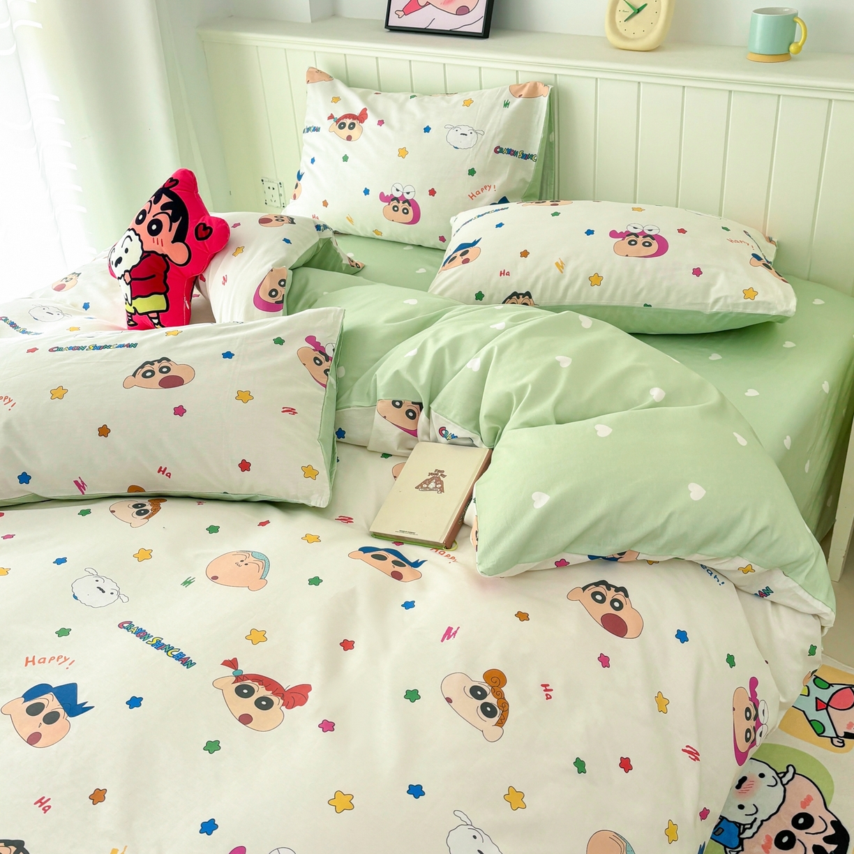 91家纺网 家纺一手货源 找家纺 孩子王家纺 2026新款卡通全棉纯棉正版授权小版蜡笔小新系列四件套-含防伪码 天真小新