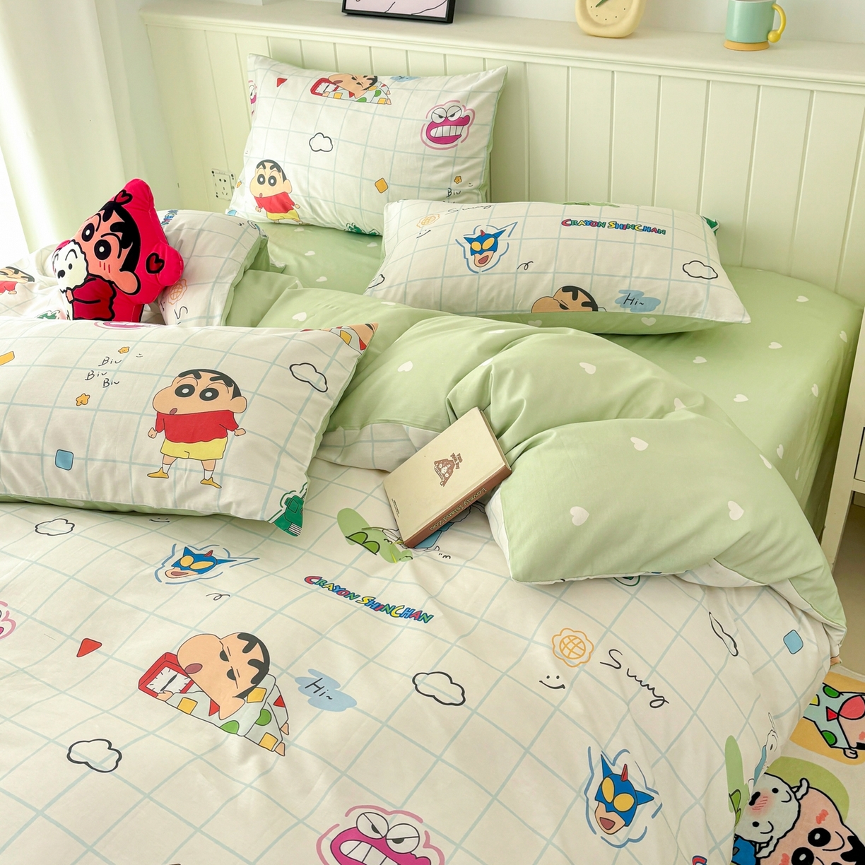 91家纺网 家纺一手货源 找家纺 孩子王家纺 2026新款卡通全棉纯棉正版授权小版蜡笔小新系列四件套-含防伪码 动感小新