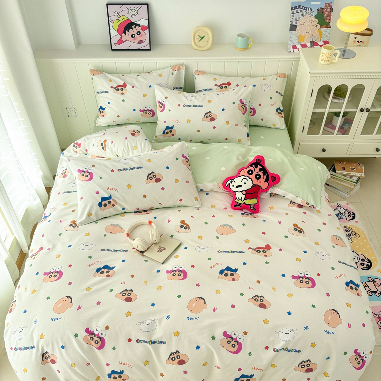 91家纺网 家纺一手货源 找家纺 孩子王家纺 2026新款卡通全棉纯棉正版授权小版蜡笔小新系列四件套-含防伪码 天真小新