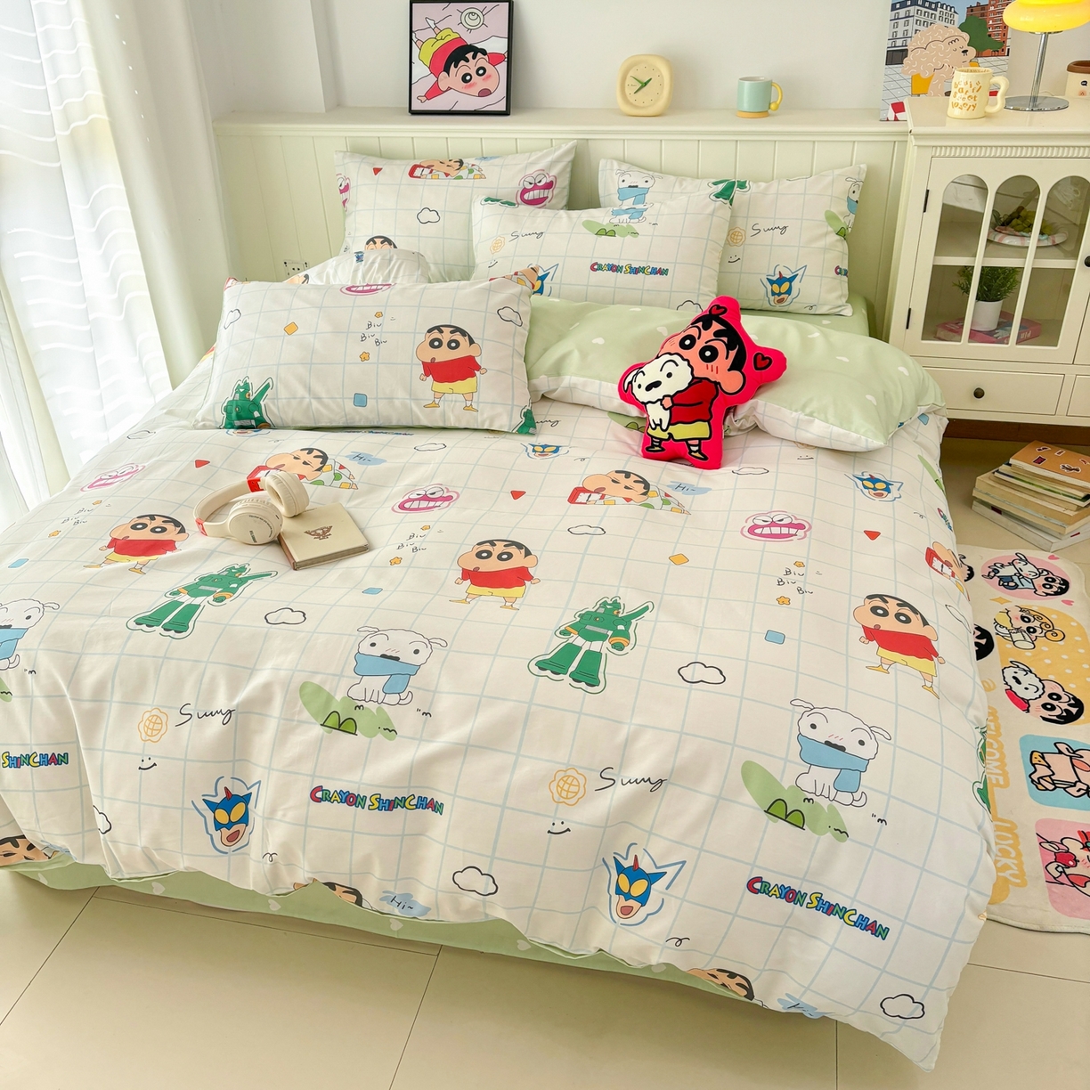 91家纺网 家纺一手货源 找家纺 孩子王家纺 2026新款卡通全棉纯棉正版授权小版蜡笔小新系列四件套-含防伪码 动感小新