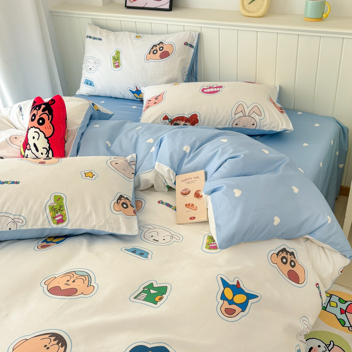 91家纺网 家纺一手货源 找家纺 孩子王家纺 2026新款卡通全棉纯棉正版授权小版蜡笔小新系列四件套-含防伪码 欢乐小新