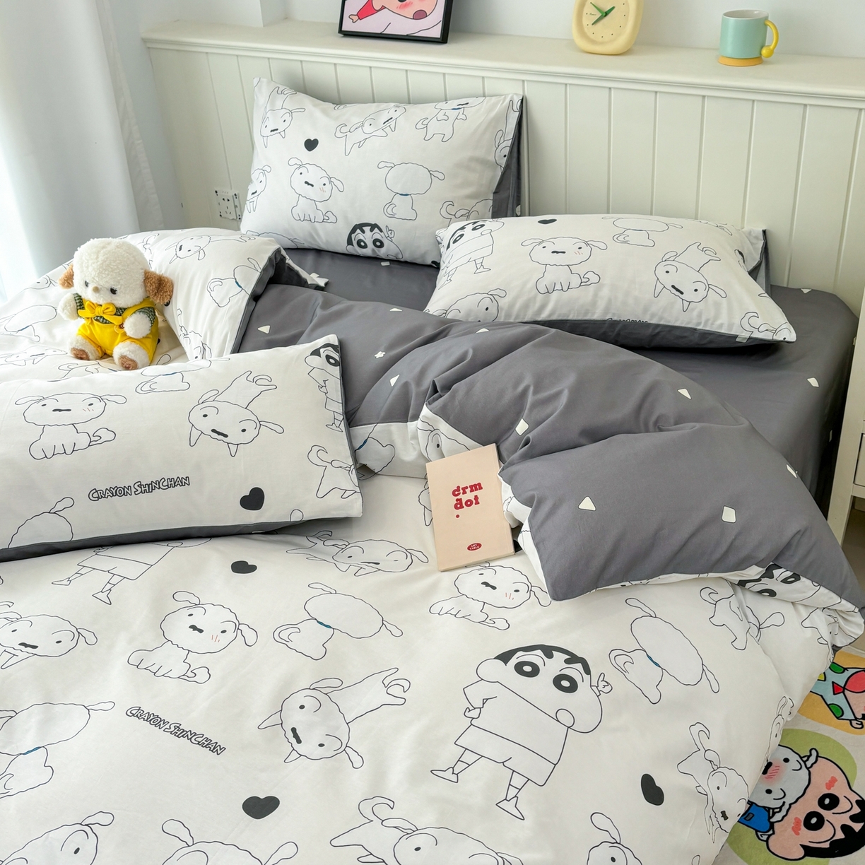 91家纺网 家纺一手货源 找家纺 孩子王家纺 2026新款卡通全棉纯棉正版授权小版蜡笔小新系列四件套-含防伪码 快乐小新