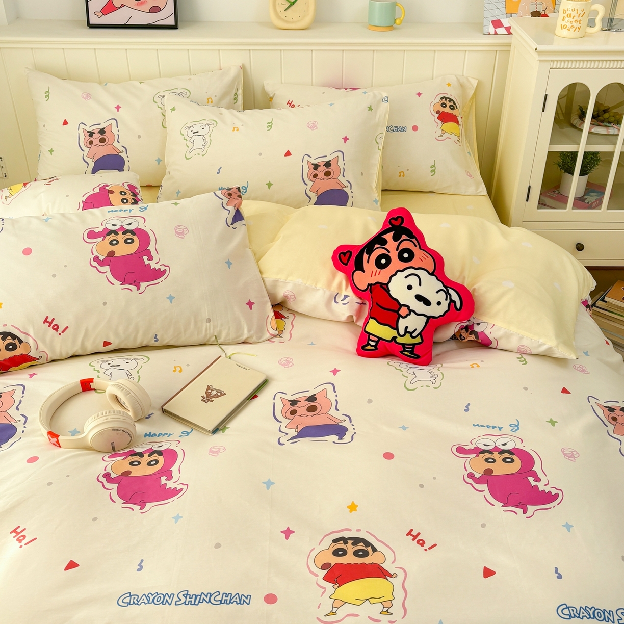 91家纺网 家纺一手货源 找家纺 孩子王家纺 2026新款卡通全棉纯棉正版授权小版蜡笔小新系列四件套-含防伪码 搞笑小新