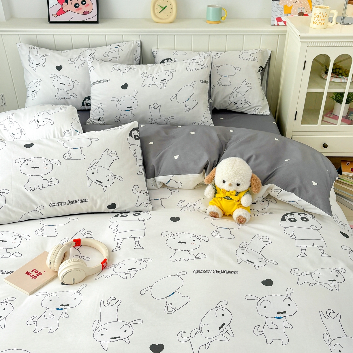 91家纺网 家纺一手货源 找家纺 孩子王家纺 2026新款卡通全棉纯棉正版授权小版蜡笔小新系列四件套-含防伪码 快乐小新