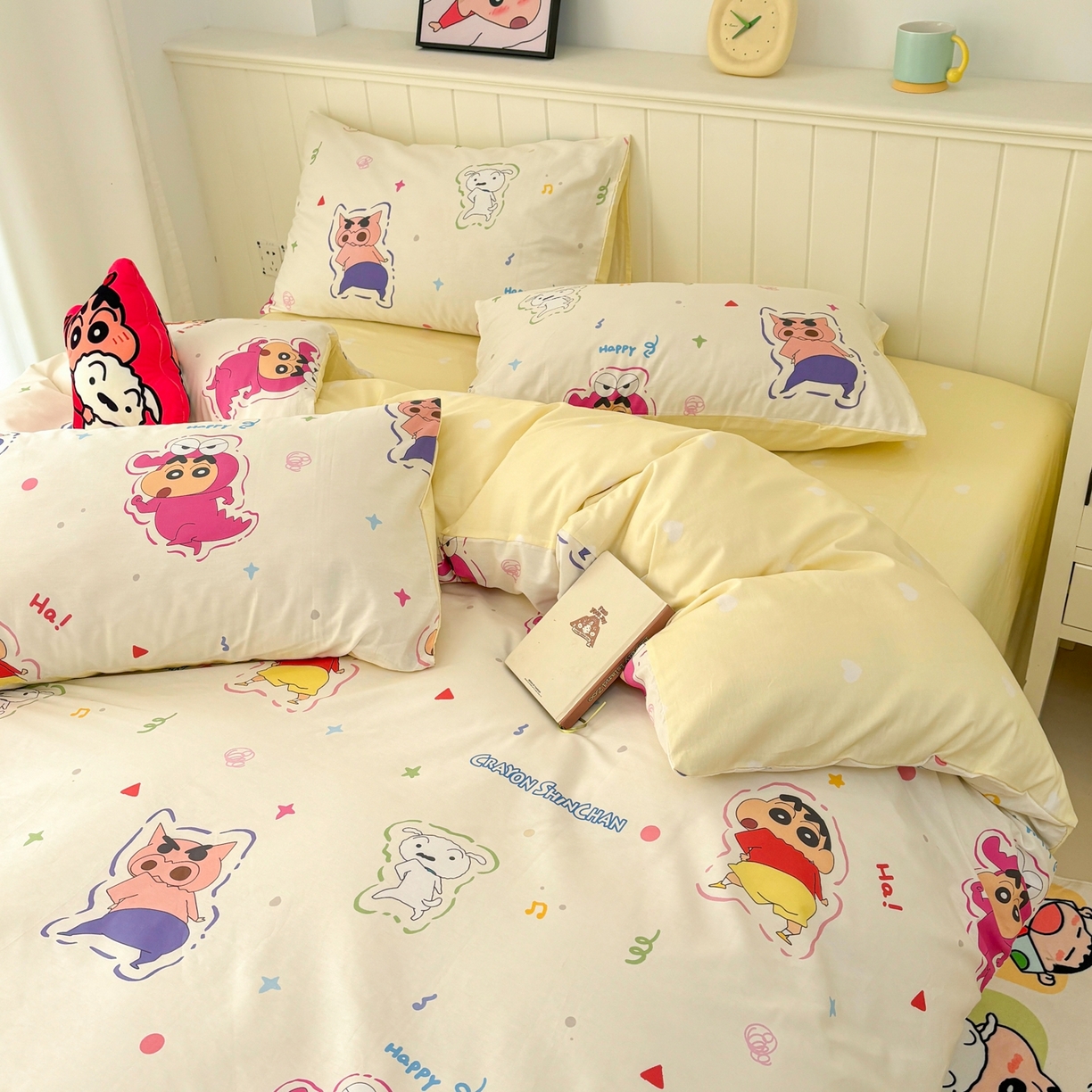91家纺网 家纺一手货源 找家纺 孩子王家纺 2026新款卡通全棉纯棉正版授权小版蜡笔小新系列四件套-含防伪码 搞笑小新