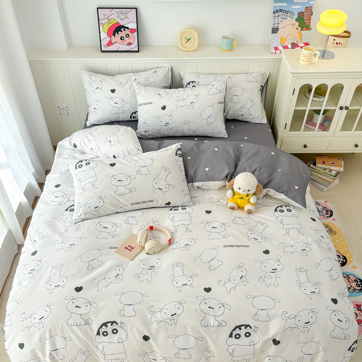 91家纺网 家纺一手货源 找家纺 孩子王家纺 2026新款卡通全棉纯棉正版授权小版蜡笔小新系列四件套-含防伪码 快乐小新