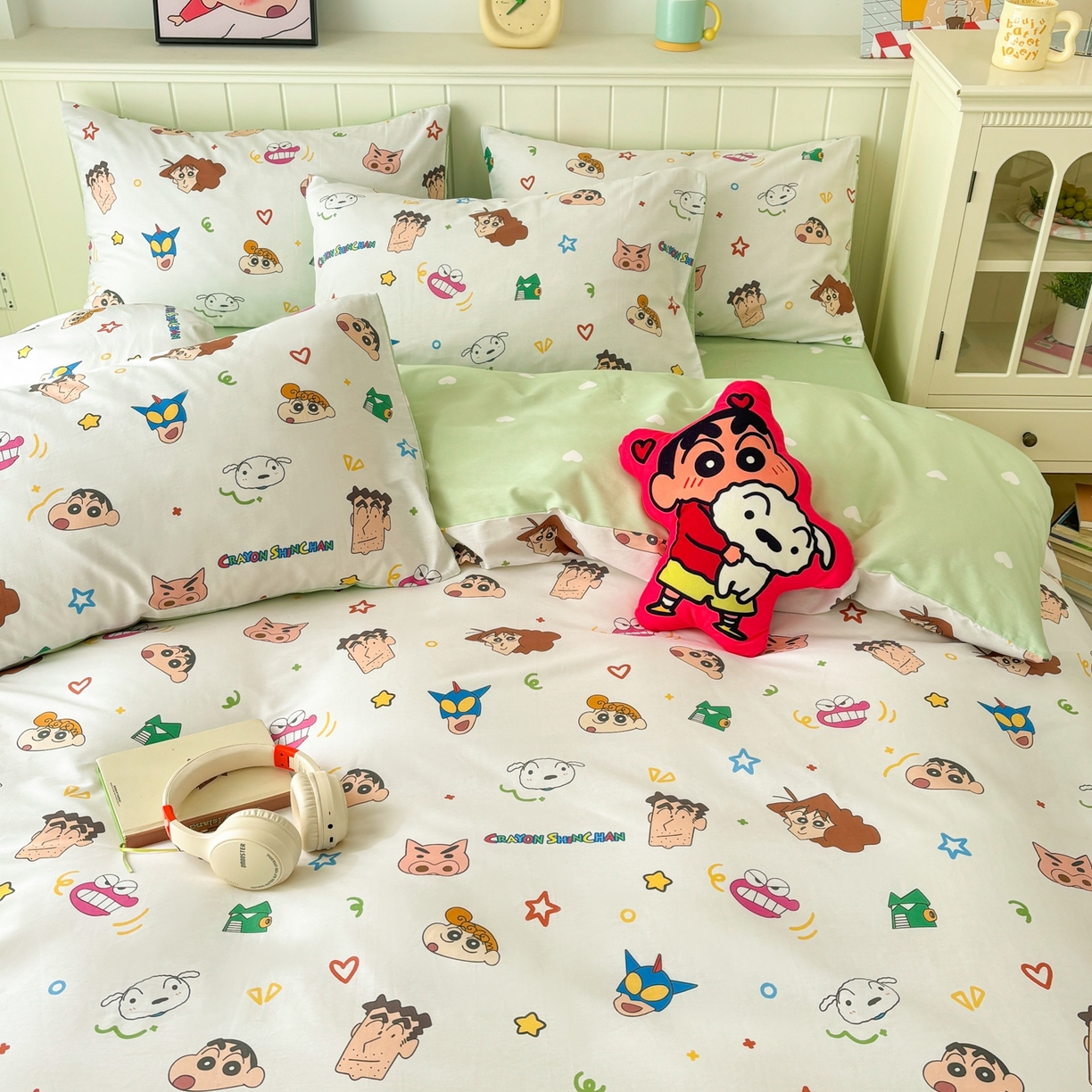 91家纺网 家纺一手货源 找家纺 孩子王家纺 2026新款卡通全棉纯棉正版授权小版蜡笔小新系列四件套-含防伪码 温馨小新