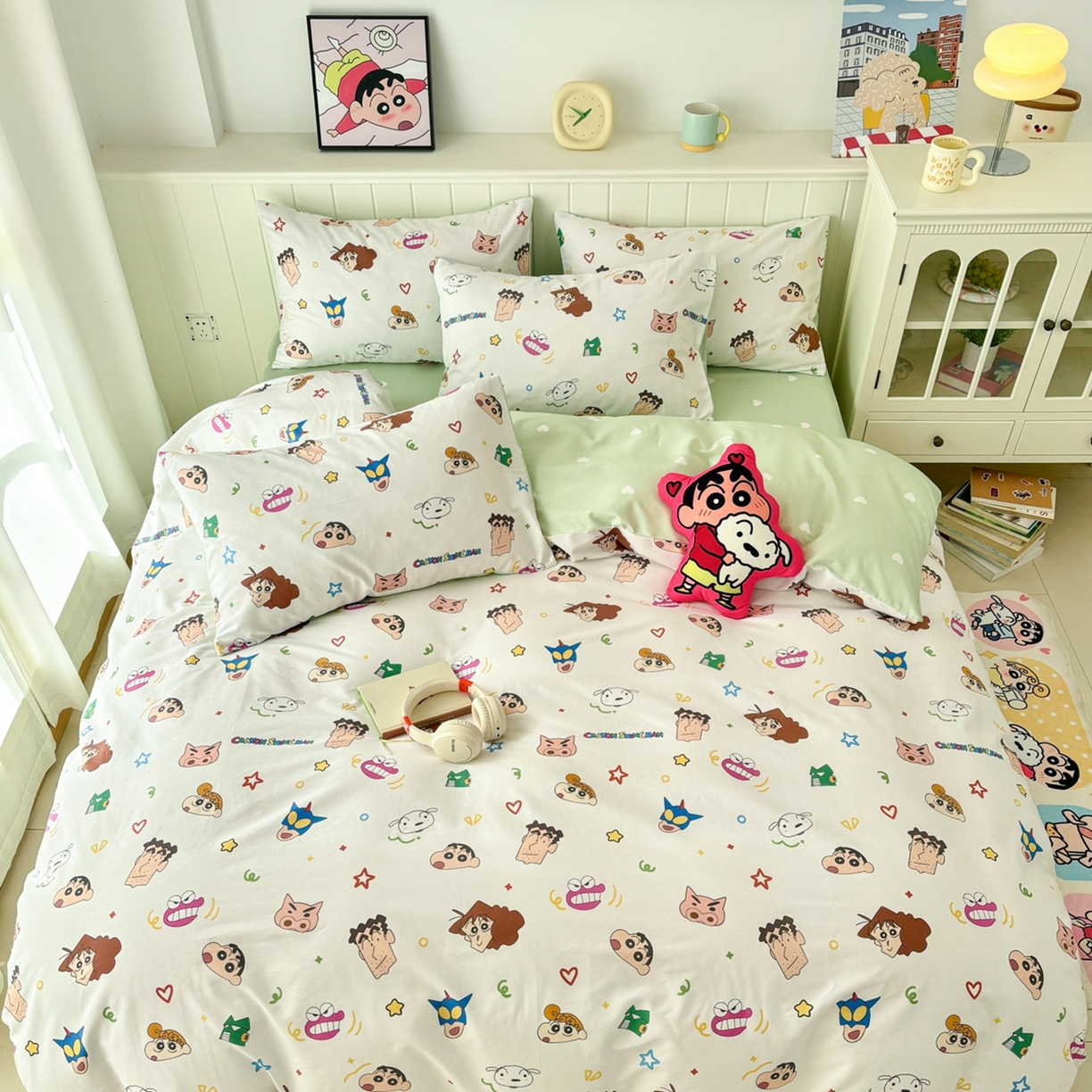 91家纺网 家纺一手货源 找家纺 孩子王家纺 2026新款卡通全棉纯棉正版授权小版蜡笔小新系列四件套-含防伪码 温馨小新