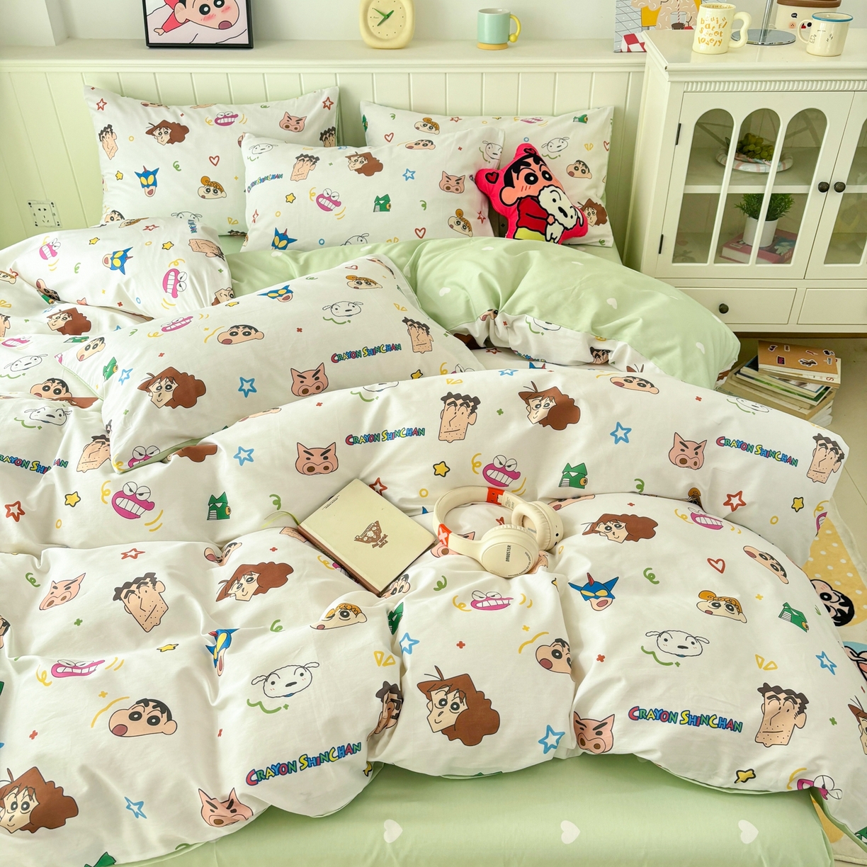 孩子王家纺 2026新款卡通全棉纯棉正版授权小版蜡笔小新系列四件套-含防伪码 温馨小新