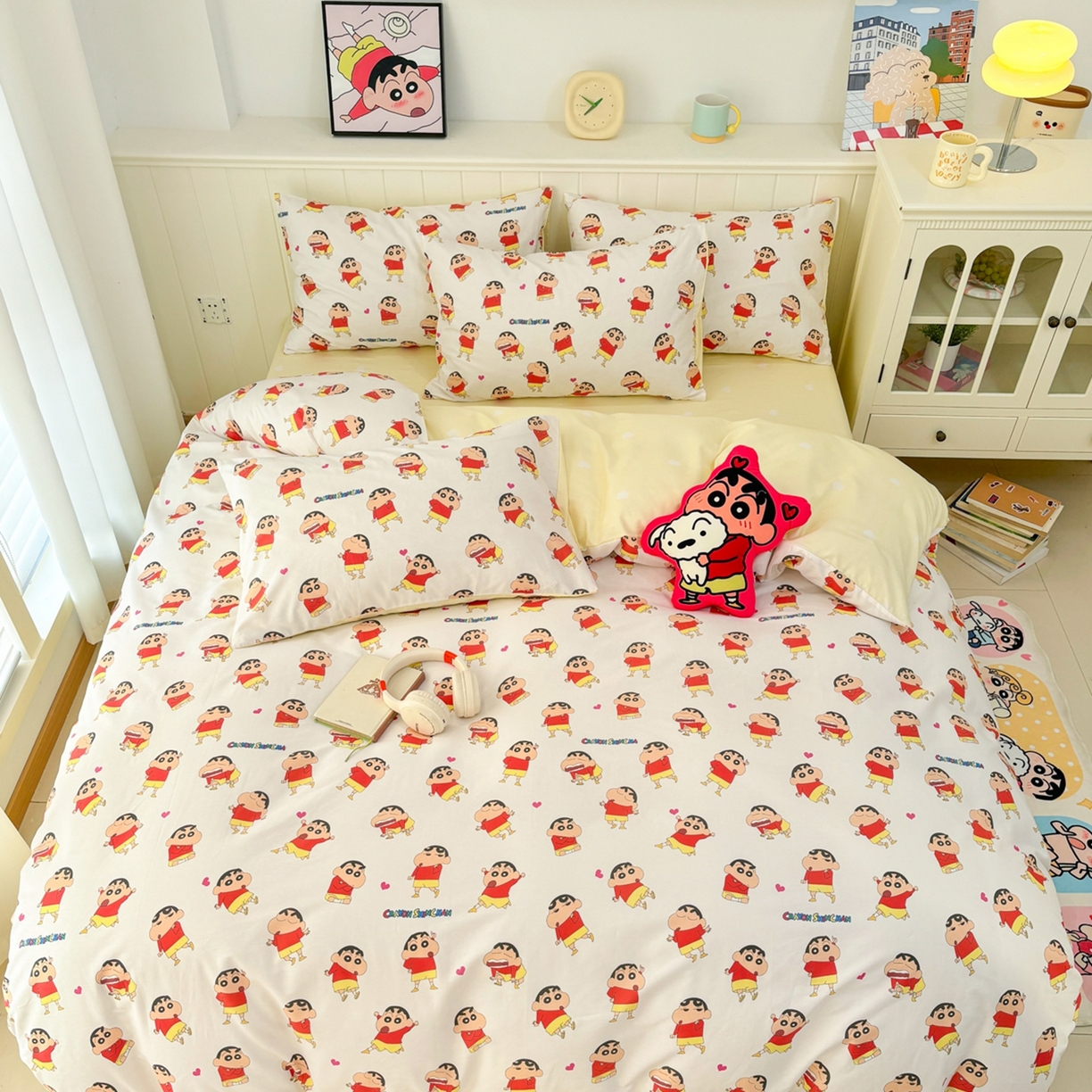 91家纺网 家纺一手货源 找家纺 孩子王家纺 2026新款卡通全棉纯棉正版授权小版蜡笔小新系列四件套-含防伪码 无厘头小新