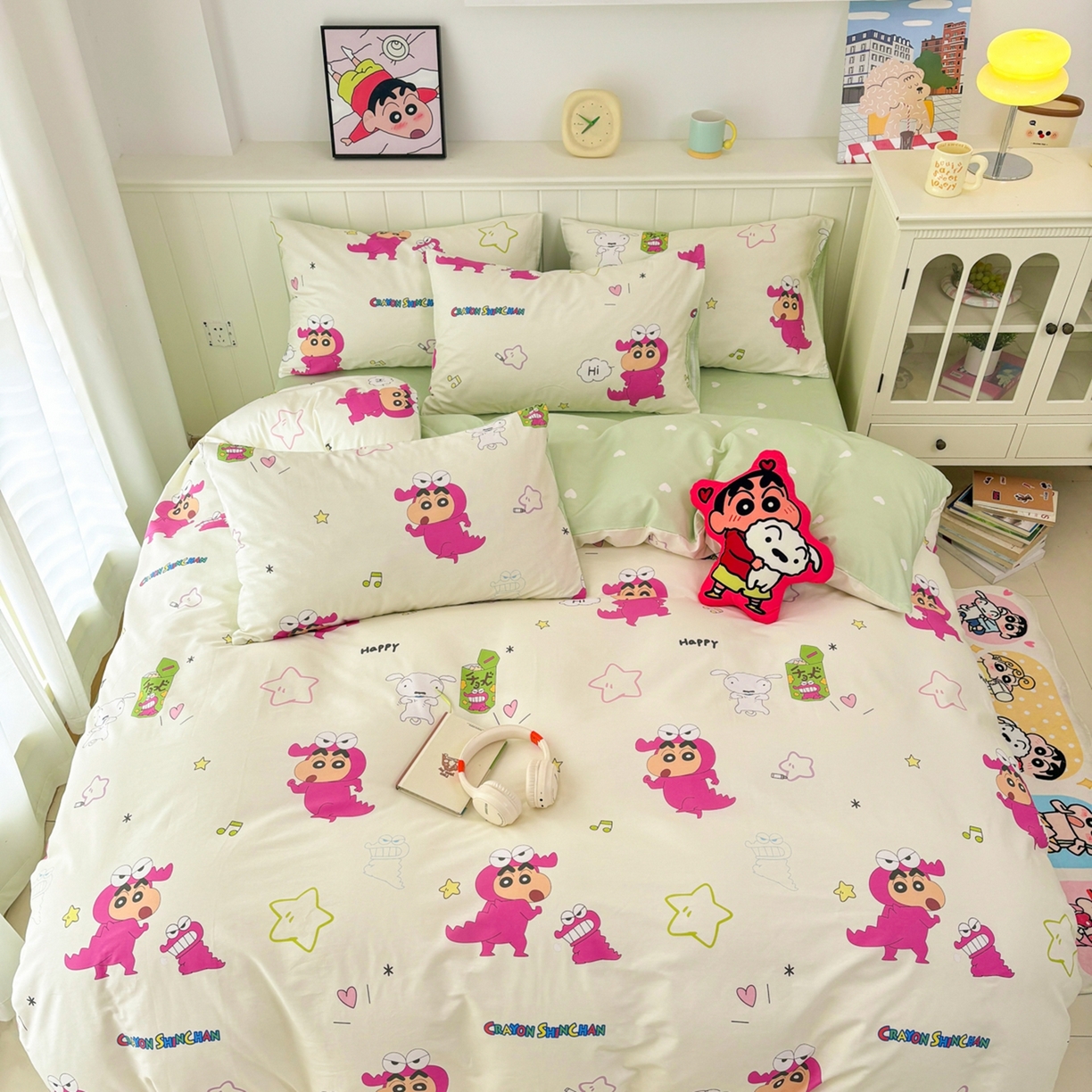 91家纺网 家纺一手货源 找家纺 孩子王家纺 2026新款卡通全棉纯棉正版授权小版蜡笔小新系列四件套-含防伪码 童趣小新