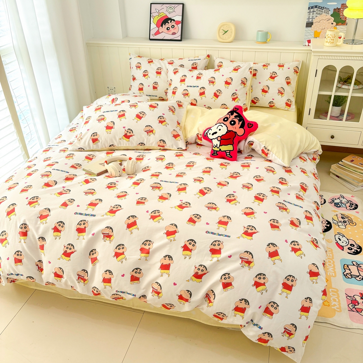 91家纺网 家纺一手货源 找家纺 孩子王家纺 2026新款卡通全棉纯棉正版授权小版蜡笔小新系列四件套-含防伪码 无厘头小新