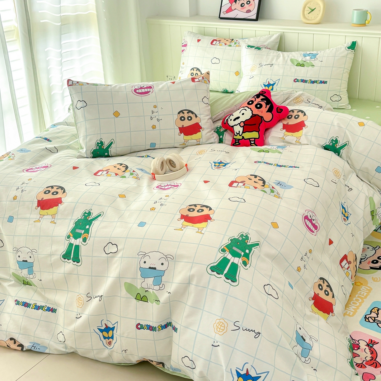 91家纺网 家纺一手货源 找家纺 孩子王家纺 2026新款卡通全棉纯棉正版授权小版蜡笔小新系列四件套-含防伪码 动感小新