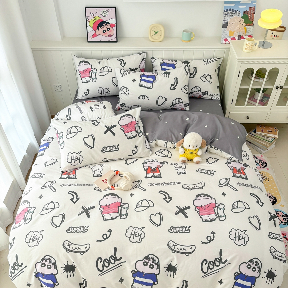 91家纺网 家纺一手货源 找家纺 孩子王家纺 2026新款卡通全棉纯棉正版授权小版蜡笔小新系列四件套-含防伪码 活宝小新