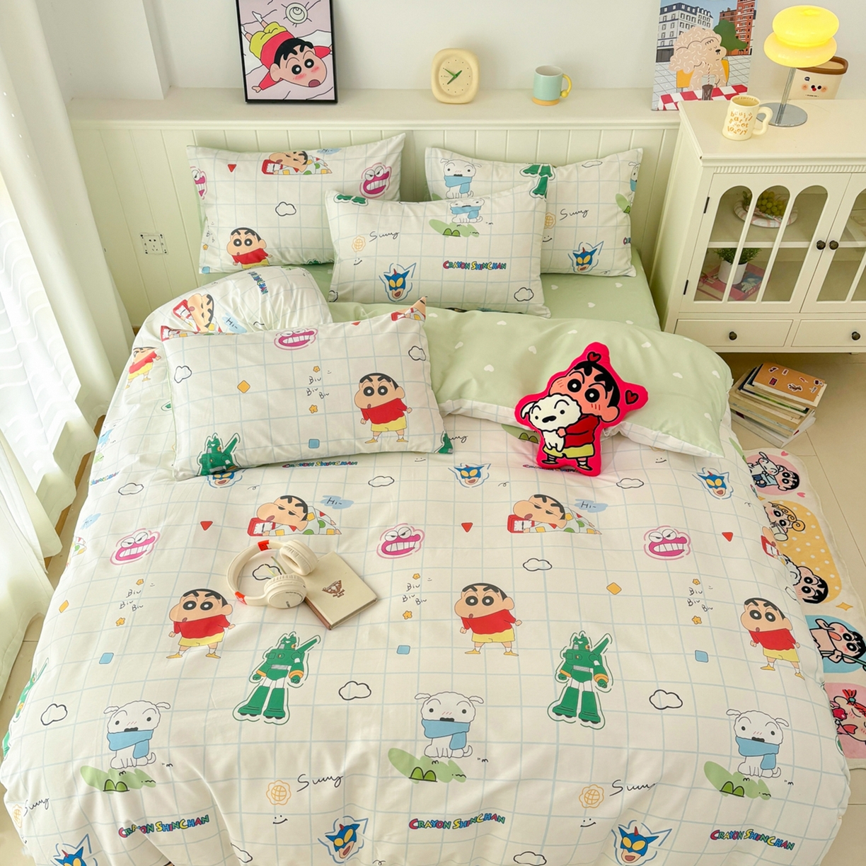 91家纺网 家纺一手货源 找家纺 孩子王家纺 2026新款卡通全棉纯棉正版授权小版蜡笔小新系列四件套-含防伪码 动感小新