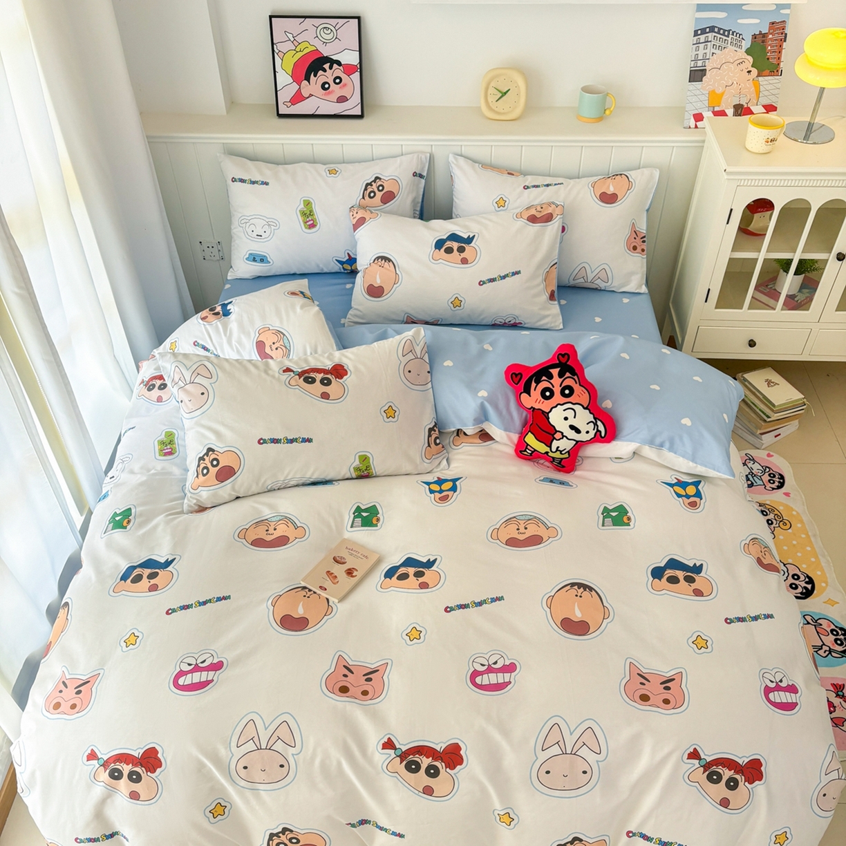 91家纺网 家纺一手货源 找家纺 孩子王家纺 2026新款卡通全棉纯棉正版授权小版蜡笔小新系列四件套-含防伪码 欢乐小新