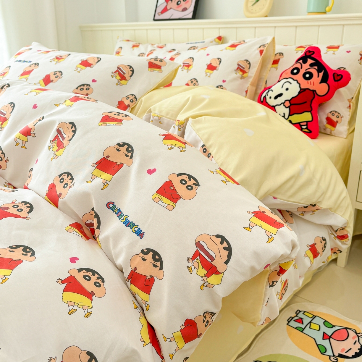 91家纺网 家纺一手货源 找家纺 孩子王家纺 2026新款卡通全棉纯棉正版授权小版蜡笔小新系列四件套-含防伪码 无厘头小新