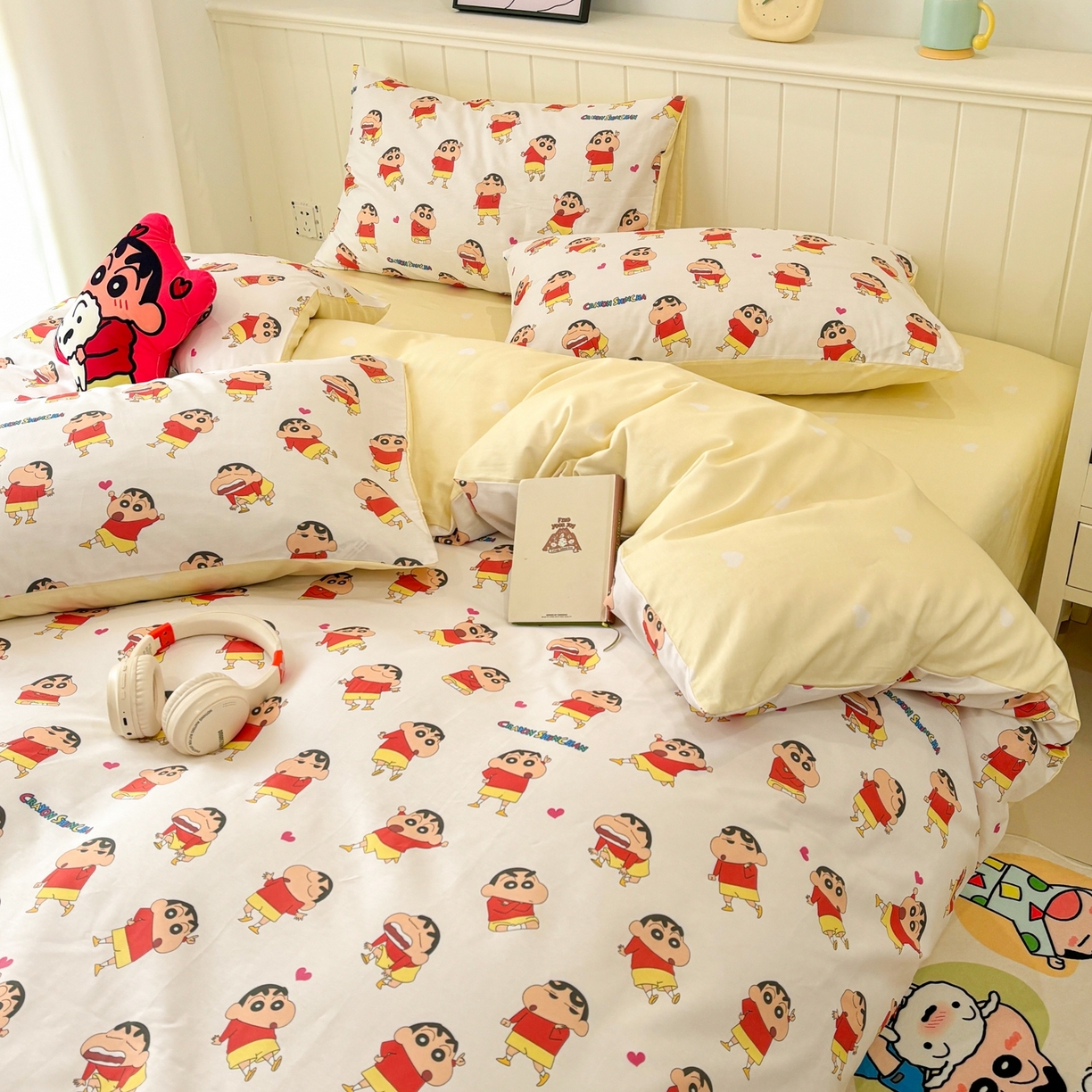 91家纺网 家纺一手货源 找家纺 孩子王家纺 2026新款卡通全棉纯棉正版授权小版蜡笔小新系列四件套-含防伪码 无厘头小新