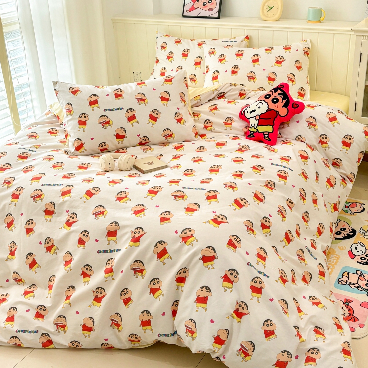 91家纺网 家纺一手货源 找家纺 孩子王家纺 2026新款卡通全棉纯棉正版授权小版蜡笔小新系列四件套-含防伪码 无厘头小新