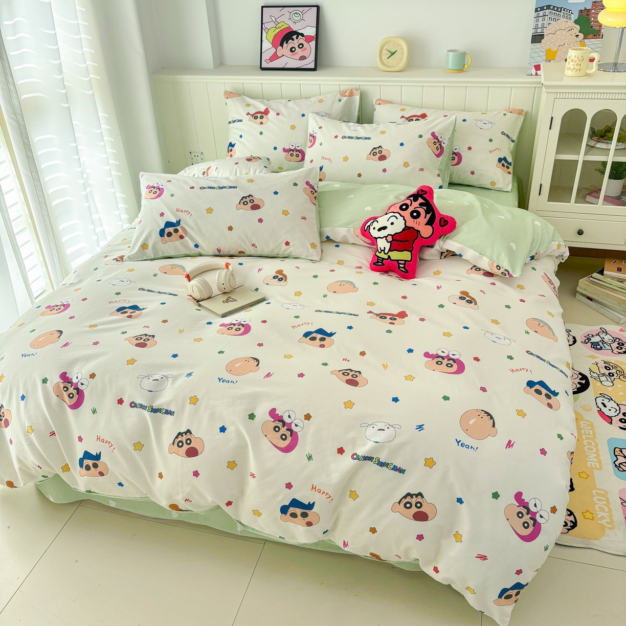 91家纺网 家纺一手货源 找家纺 孩子王家纺 2026新款卡通全棉纯棉正版授权小版蜡笔小新系列四件套-含防伪码 天真小新