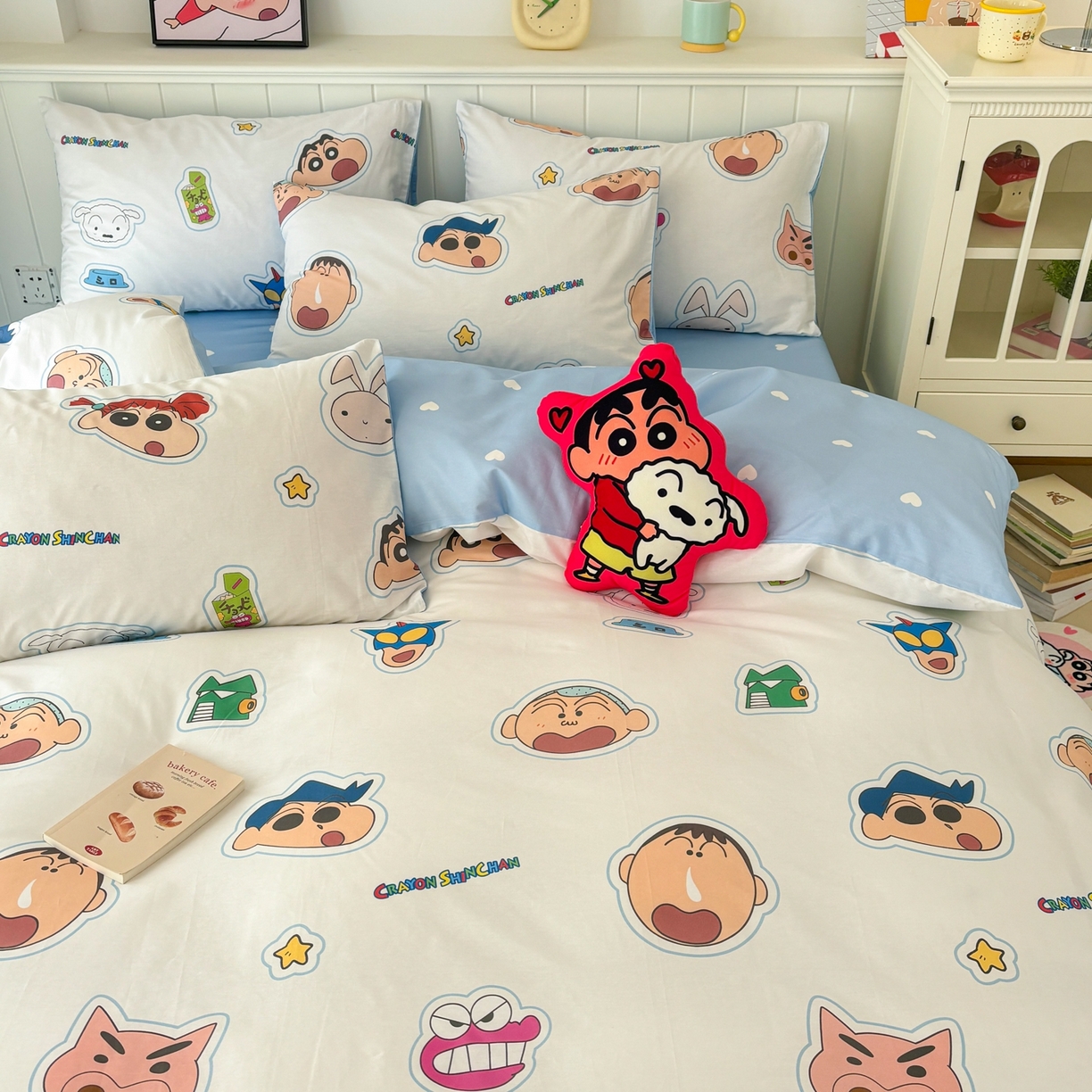 91家纺网 家纺一手货源 找家纺 孩子王家纺 2026新款卡通全棉纯棉正版授权小版蜡笔小新系列四件套-含防伪码 欢乐小新