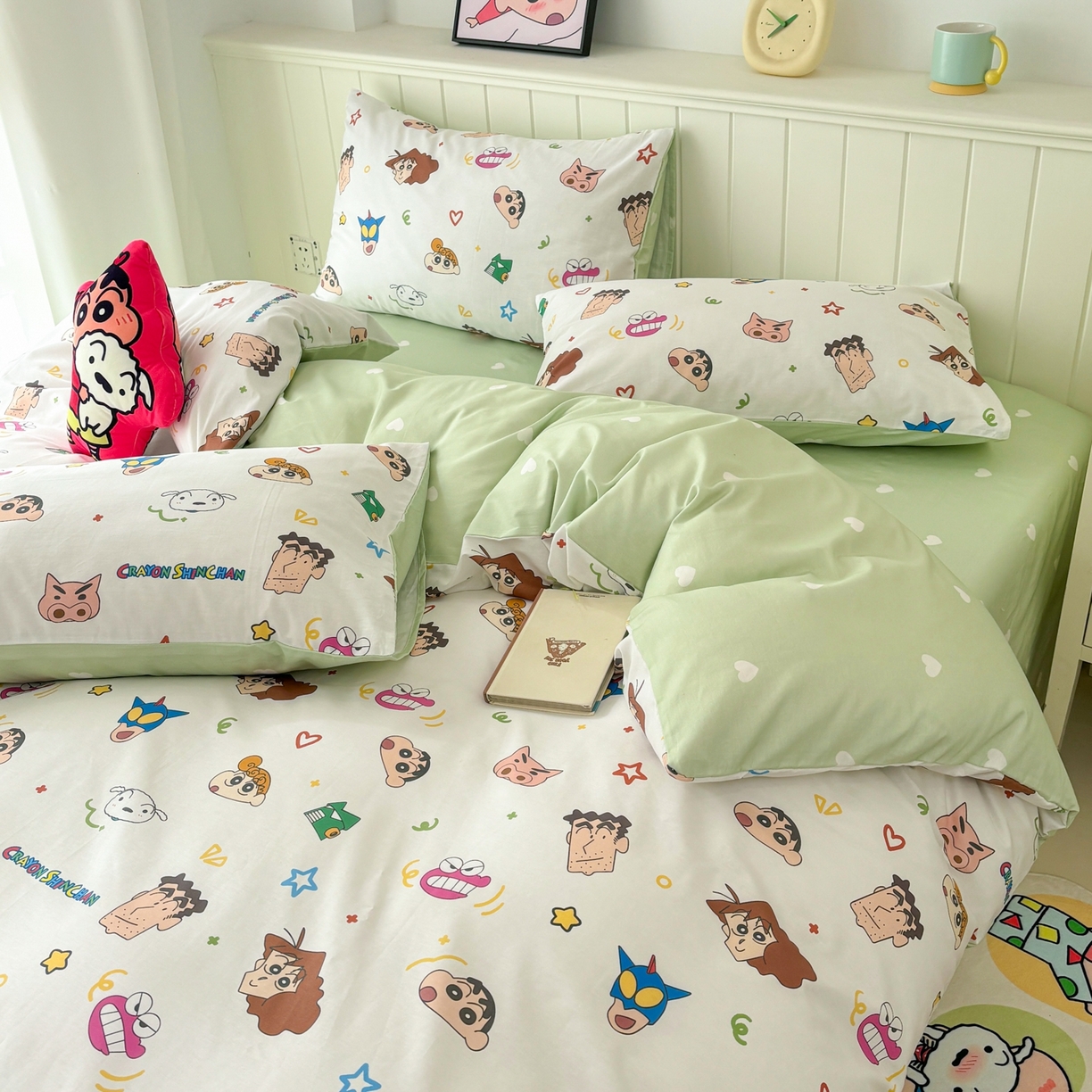 91家纺网 家纺一手货源 找家纺 孩子王家纺 2026新款卡通全棉纯棉正版授权小版蜡笔小新系列四件套-含防伪码 温馨小新