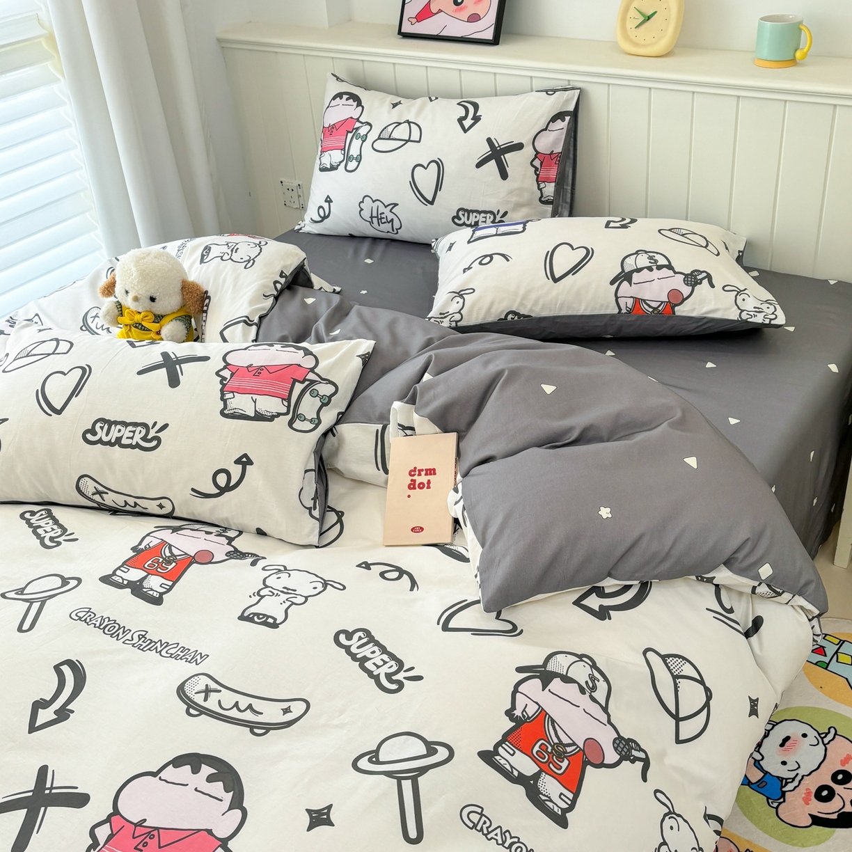 91家纺网 家纺一手货源 找家纺 孩子王家纺 2026新款卡通全棉纯棉正版授权小版蜡笔小新系列四件套-含防伪码 活宝小新