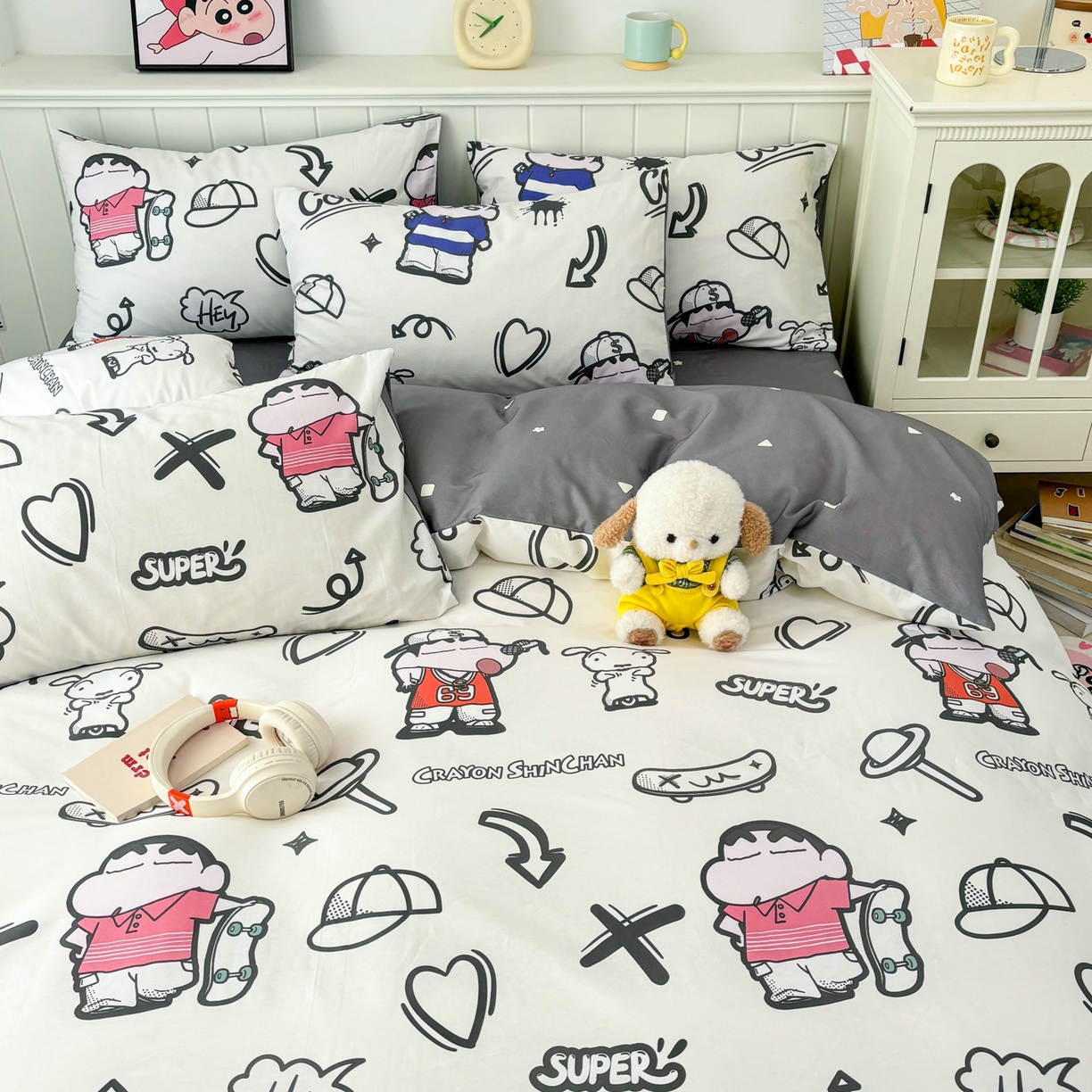 91家纺网 家纺一手货源 找家纺 孩子王家纺 2026新款卡通全棉纯棉正版授权小版蜡笔小新系列四件套-含防伪码 活宝小新