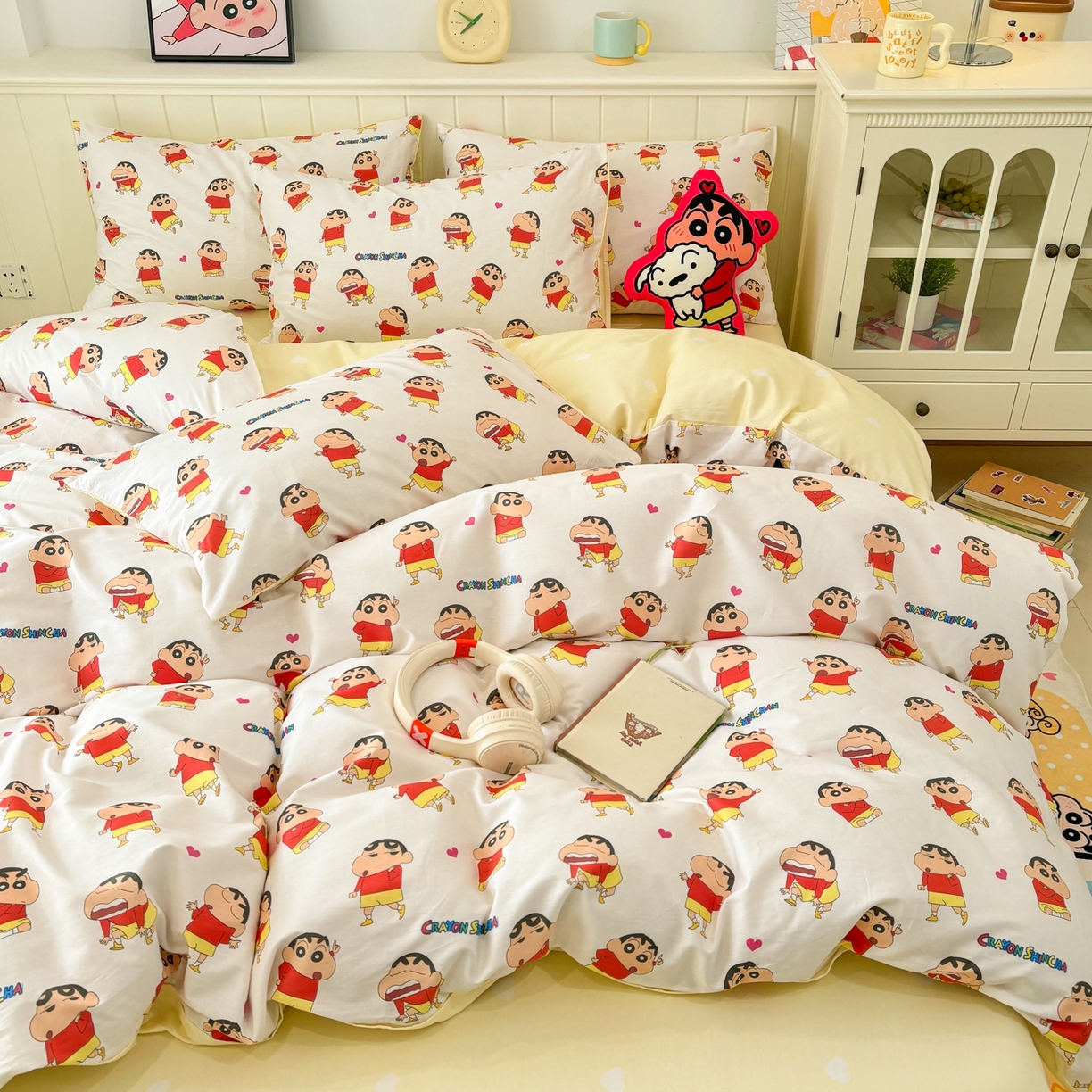 孩子王家纺 2026新款卡通全棉纯棉正版授权小版蜡笔小新系列四件套-含防伪码 无厘头小新