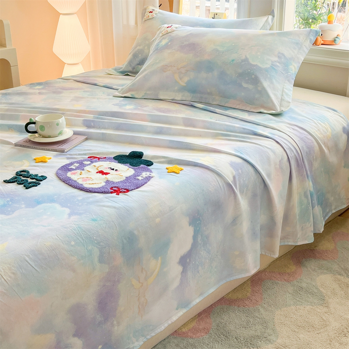 91家纺网 家纺一手货源 找家纺 笙意家纺 2026新款50S全棉纯棉毛巾绣单品床单床单单件 星云萌犬