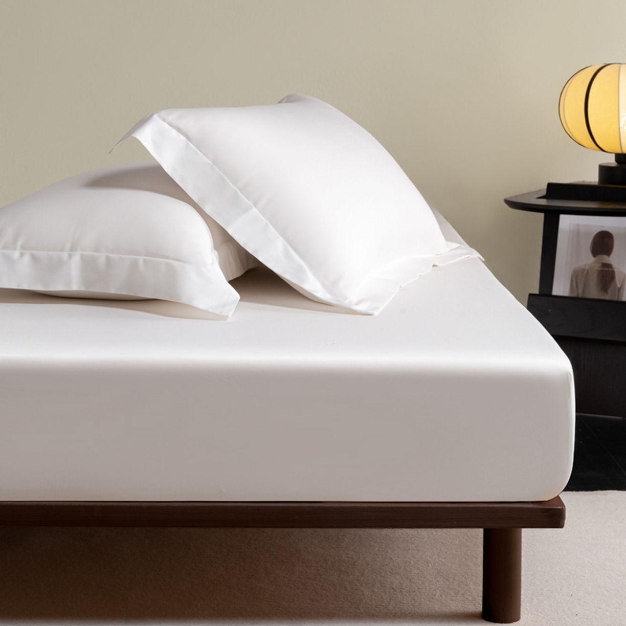 秀色家纺 2026新款高端Pro+全棉纯棉床笠三件套纯棉床垫保护套简约纯色床套防尘罩单件 梦易-皓月白