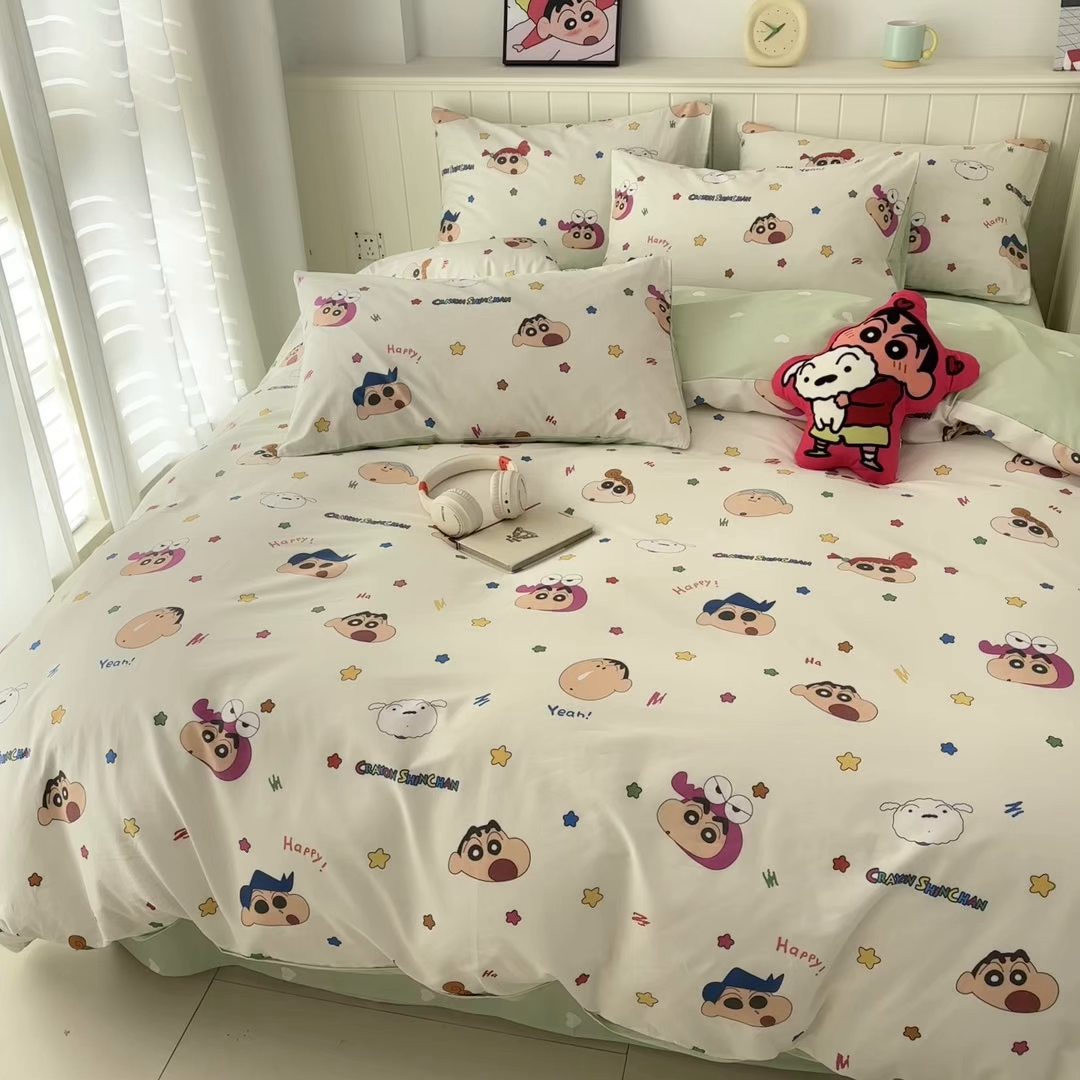 91家纺网 家纺一手货源 找家纺 孩子王家纺 2026新款卡通全棉纯棉正版授权小版蜡笔小新系列四件套-含防伪码 天真小新