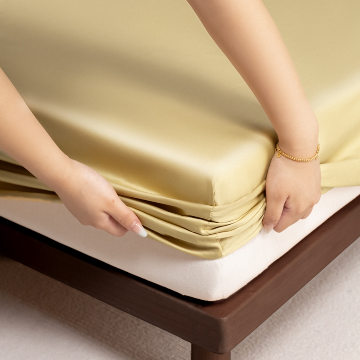 91家纺网 家纺一手货源 找家纺 秀色家纺 2026新款高端Pro+全棉纯棉床笠三件套纯棉床垫保护套简约纯色床套防尘罩单件 梦易-奶茶米