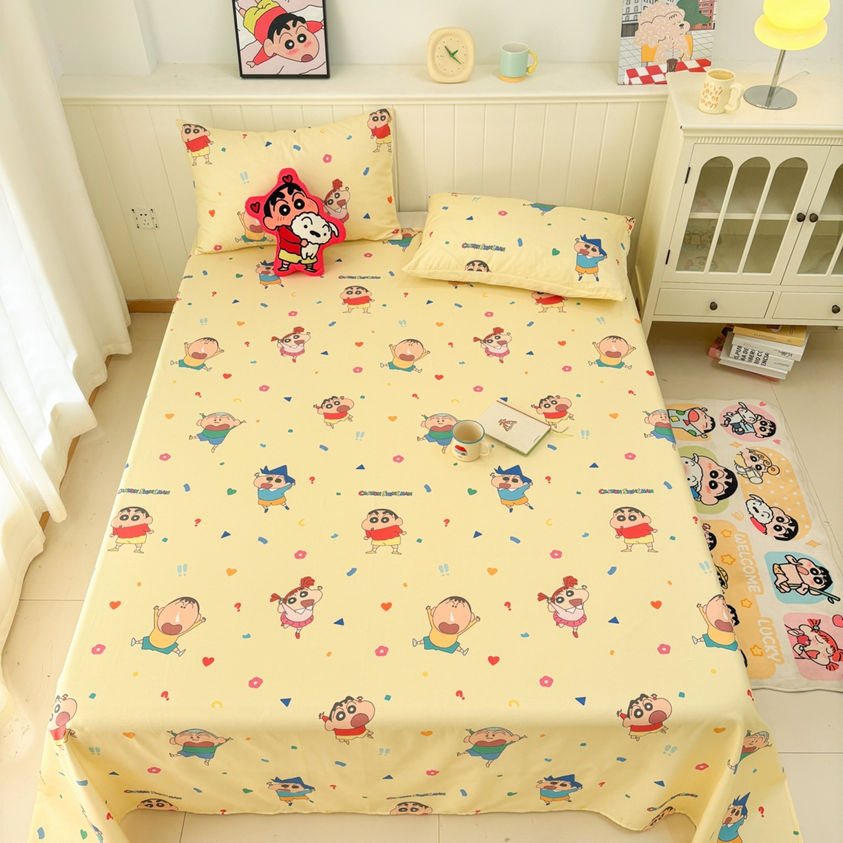 91家纺网 家纺一手货源 找家纺 （总）孩子王家纺 2026新款卡通全棉纯棉正版授权小版蜡笔小新系列单床单床单单件单品床单-含防伪码