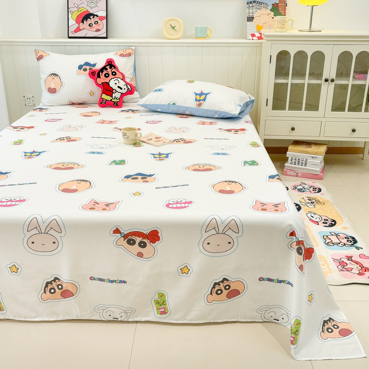 91家纺网 家纺一手货源 找家纺 （总）孩子王家纺 2026新款卡通全棉纯棉正版授权小版蜡笔小新系列单床单床单单件单品床单-含防伪码
