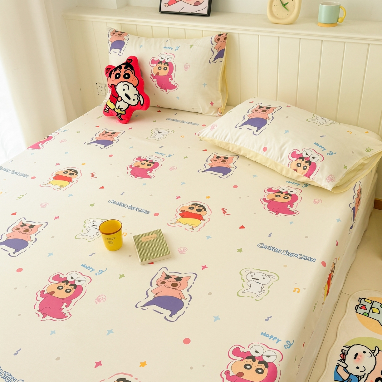 91家纺网 家纺一手货源 找家纺 孩子王家纺 2026新款卡通全棉纯棉正版授权小版蜡笔小新系列单床单床单单件单品床单-含防伪码 搞笑小新