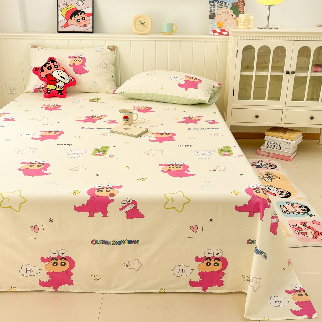 91家纺网 家纺一手货源 找家纺 （总）孩子王家纺 2026新款卡通全棉纯棉正版授权小版蜡笔小新系列单床单床单单件单品床单-含防伪码