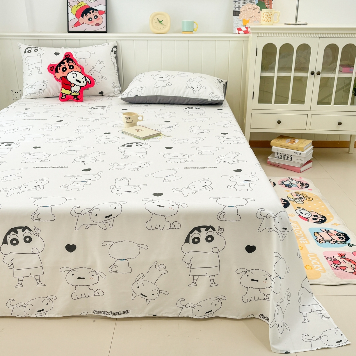 孩子王家纺 2026新款卡通全棉纯棉正版授权小版蜡笔小新系列单床单床单单件单品床单-含防伪码 快乐小新